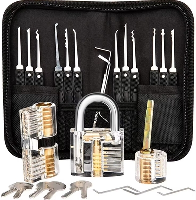 12 pièces de ferrailleur noir outils de verrouillage sélectionner ensemble de pratique de verrouillage transparent sélectionner des outils