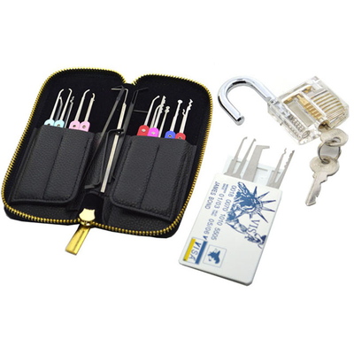 Ensemble de serrure en acier inoxydable 22 pièces + Kit de serrure en forme de carte de crédit + Serrure pratique transparente