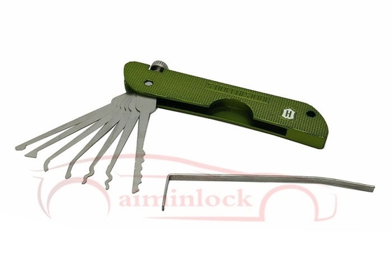Outils de serrurerie Haoshi pliable 7 en 1 ensemble de sélection de serrure Outils de serrurerie (vert)