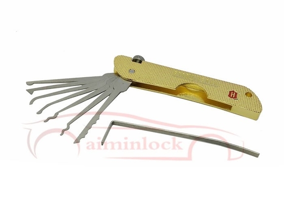 Ensemble pliable 7 en 1 pour le ramassage de serrures Outils de serrurerie Haoshi Outils de serrurerie pliables (jaune)